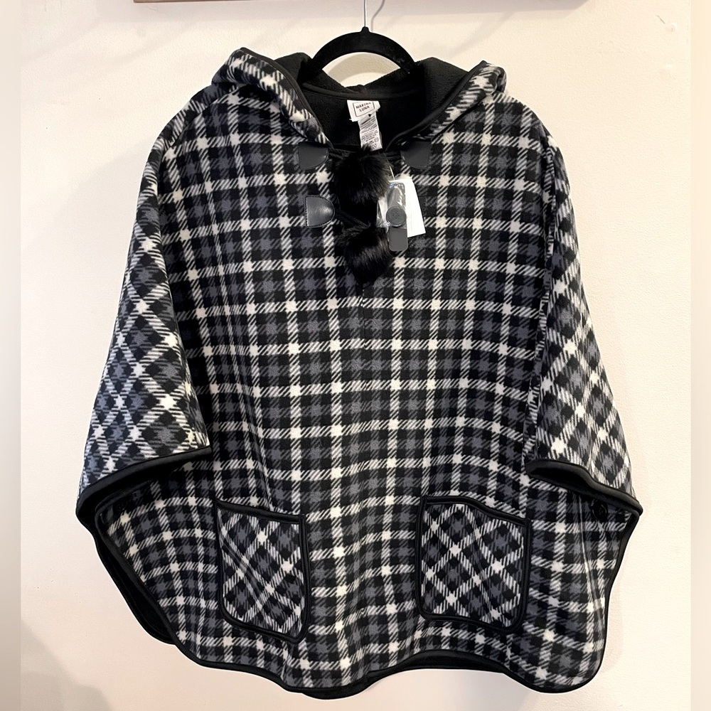 Plaid Fleece Poncho